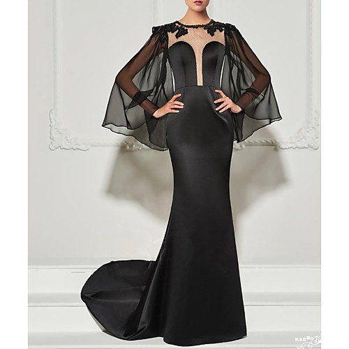 Mermaid / Trumpet Elegant Vintage Engagement Formal Evening Dress Jewel Neck Long Sleeve Court Train Satin with Appliques 2021
Mermaid / Trumpet Elegant Vintage Engagement Formal Evening Dress Jewel Neck Long Sleeve Court Train Satin with Appliques 2021