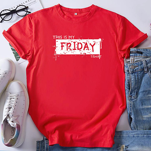 Women's T shirt Graphic Text Print Round Neck Tops 100% Cotton Basic Basic Top Black Blue Red
Women's T shirt Graphic Text Print Round Neck Tops 100% Cotton Basic Basic Top Black Blue Red