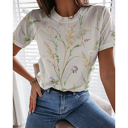 Women's Going out Floral Theme T shirt Plants Graphic Print Round Neck Basic Tops White
Women's Going out Floral Theme T shirt Plants Graphic Print Round Neck Basic Tops White