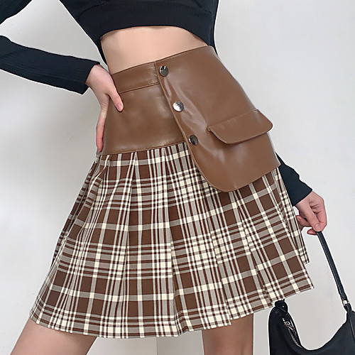 Women's Going out Casual / Daily Streetwear Preppy Skirts Plaid Patchwork Print Brown
Women's Going out Casual / Daily Streetwear Preppy Skirts Plaid Patchwork Print Brown