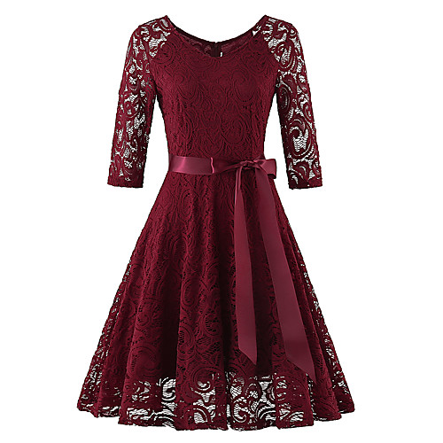 A-Line Elegant Vintage Party Wear Cocktail Party Dress V Neck Half Sleeve Knee Length Lace with Sash / Ribbon Pleats 2021
A-Line Elegant Vintage Party Wear Cocktail Party Dress V Neck Half Sleeve Knee Length Lace with Sash / Ribbon Pleats 2021