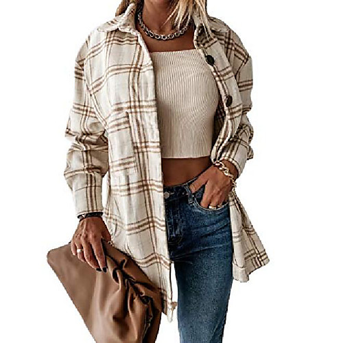Fall Buffalo Plaid Shirt Coats Womens Retro Flannel Lapel Tunic Button Up Overcoat Curved Hem Plus Size Coat for Christmas Dating Beige
Fall Buffalo Plaid Shirt Coats Womens Retro Flannel Lapel Tunic Button Up Overcoat Curved Hem Plus Size Coat for Christmas Dating Beige