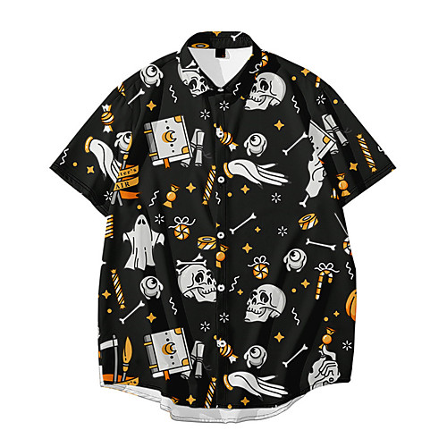 Men's Shirt 3D Print Halloween Skull Button-Down 3D Print Short Sleeve Halloween Tops Casual Fashion Black Yellow Light Green
Men's Shirt 3D Print Halloween Skull Button-Down 3D Print Short Sleeve Halloween Tops Casual Fashion Black Yellow Light Green