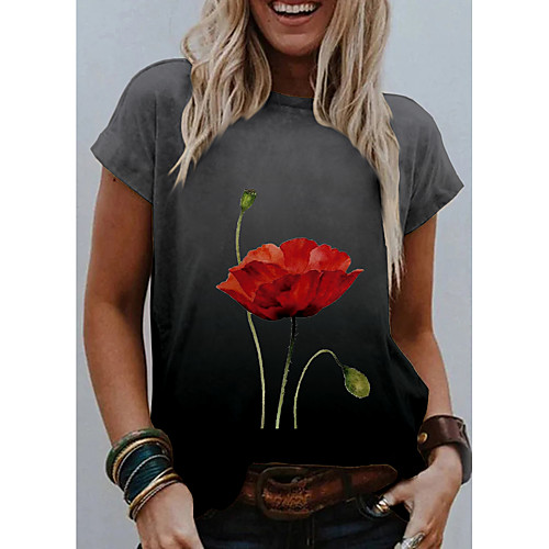 Women's Floral Theme Painting T shirt Graphic 3D Flower Print Round Neck Basic Tops Dark Gray
Women's Floral Theme Painting T shirt Graphic 3D Flower Print Round Neck Basic Tops Dark Gray