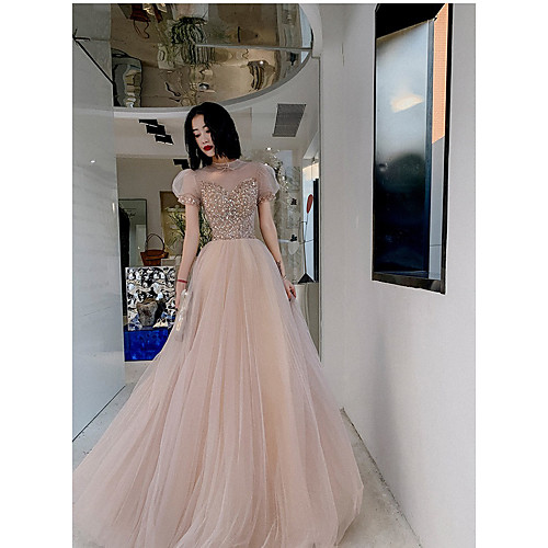 A-Line Cut Out Sparkle Engagement Prom Dress High Neck Short Sleeve Floor Length Tulle with Bow(s) Pleats Sequin 2021
A-Line Cut Out Sparkle Engagement Prom Dress High Neck Short Sleeve Floor Length Tulle with Bow(s) Pleats Sequin 2021