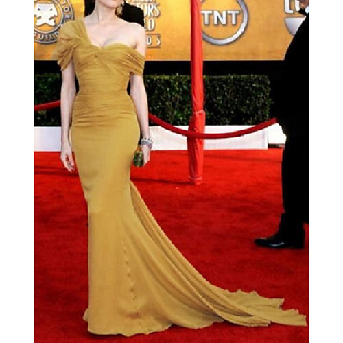 Mermaid / Trumpet Celebrity Style Elegant Prom Formal Evening Dress One Shoulder Short Sleeve Sweep / Brush Train Chiffon with Ruched 2021
Mermaid / Trumpet Celebrity Style Elegant Prom Formal Evening Dress One Shoulder Short Sleeve Sweep / Brush Train Chiffon with Ruched 2021