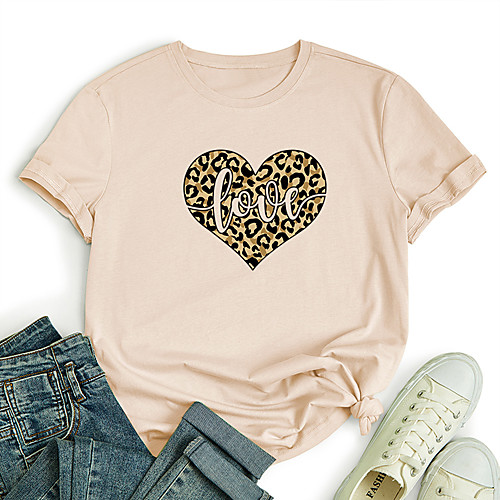 Women's T shirt Graphic Heart Letter Print Round Neck Tops 100% Cotton Basic Basic Top White Black Blue
Women's T shirt Graphic Heart Letter Print Round Neck Tops 100% Cotton Basic Basic Top White Black Blue