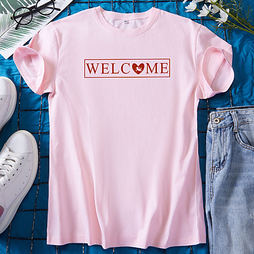 Women's T shirt Graphic Heart Letter Print Round Neck Tops 100% Cotton Basic Basic Top White Black Blue
Women's T shirt Graphic Heart Letter Print Round Neck Tops 100% Cotton Basic Basic Top White Black Blue