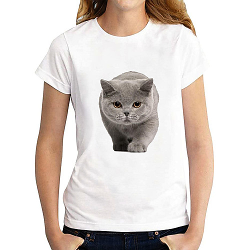 Women's 3D Cat T shirt Cat Graphic 3D Print Round Neck Basic Tops 100% Cotton White Black
Women's 3D Cat T shirt Cat Graphic 3D Print Round Neck Basic Tops 100% Cotton White Black