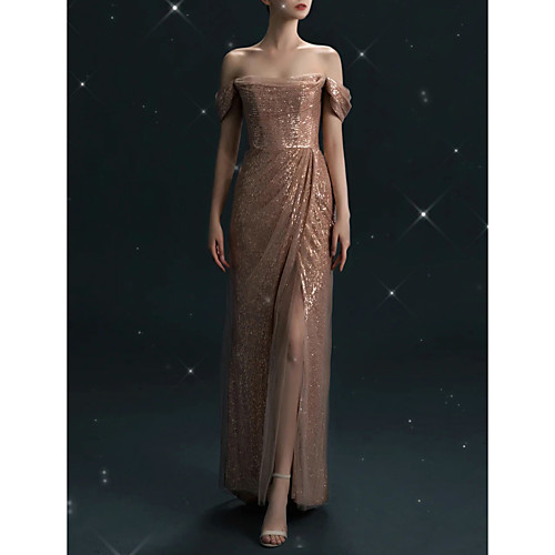 Sheath / Column Sparkle Sexy Wedding Guest Formal Evening Dress Off Shoulder Short Sleeve Floor Length Sequined with Sequin Split 2021
Sheath / Column Sparkle Sexy Wedding Guest Formal Evening Dress Off Shoulder Short Sleeve Floor Length Sequined with Sequin Split 2021