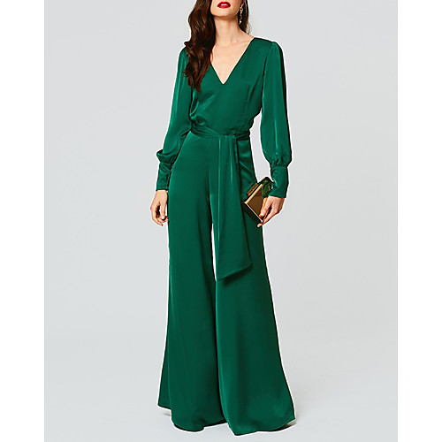 Jumpsuits Beautiful Back Empire Wedding Guest Formal Evening Dress V Neck Long Sleeve Floor Length Satin with Sash / Ribbon 2021
Jumpsuits Beautiful Back Empire Wedding Guest Formal Evening Dress V Neck Long Sleeve Floor Length Satin with Sash / Ribbon 2021