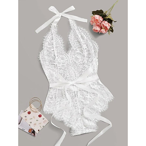 Women's Lace Hole Super Sexy Bodysuits Nightwear Solid Colored Bra & Panty Set White S M L / Deep V
Women's Lace Hole Super Sexy Bodysuits Nightwear Solid Colored Bra & Panty Set White S M L / Deep V