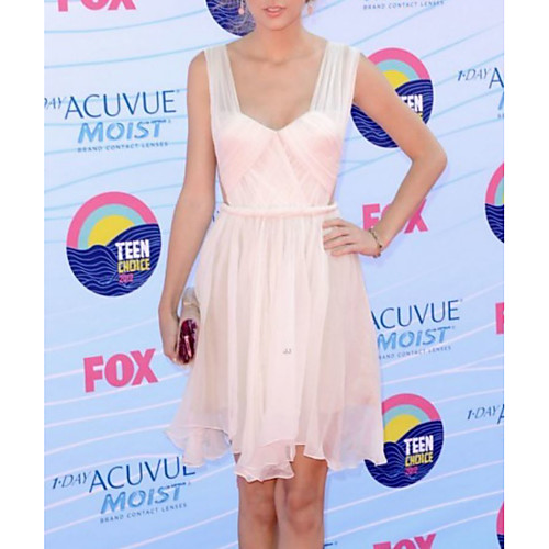 A-Line Celebrity Style Sexy Homecoming Cocktail Party Dress Scoop Neck Sleeveless Short / Mini Chiffon with Pleats 2021
A-Line Celebrity Style Sexy Homecoming Cocktail Party Dress Scoop Neck Sleeveless Short / Mini Chiffon with Pleats 2021