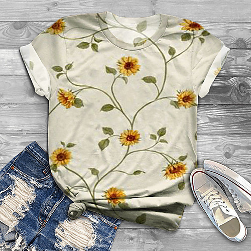 Women's Plus Size Tops T shirt Floral Graphic Sunflower Print Short Sleeve Round Neck Big Size / Holiday
Women's Plus Size Tops T shirt Floral Graphic Sunflower Print Short Sleeve Round Neck Big Size / Holiday
