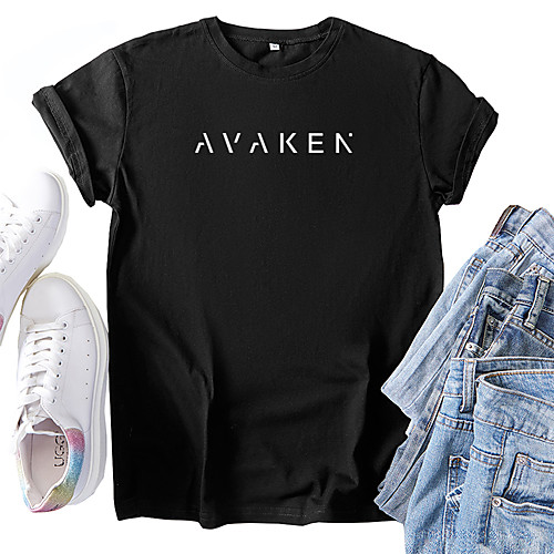 Women's T shirt Graphic Text Letter Print Round Neck Tops 100% Cotton Basic Basic Top Black Blue Red
Women's T shirt Graphic Text Letter Print Round Neck Tops 100% Cotton Basic Basic Top Black Blue Red