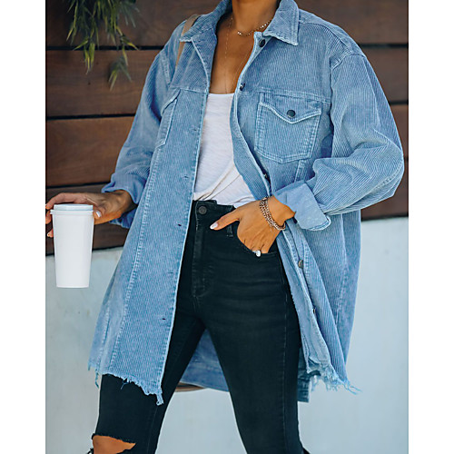 Women's Jacket Daily Spring & Fall Long Coat Shirt Collar Loose Vintage Streetwear Jacket Long Sleeve Solid Colored Oversized Blue / Going out
Women's Jacket Daily Spring & Fall Long Coat Shirt Collar Loose Vintage Streetwear Jacket Long Sleeve Solid Colored Oversized Blue / Going out