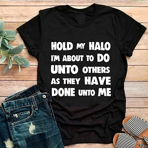 Women's T shirt Text Letter Print Round Neck Tops 100% Cotton Basic Basic Top White Black Purple
Women's T shirt Text Letter Print Round Neck Tops 100% Cotton Basic Basic Top White Black Purple