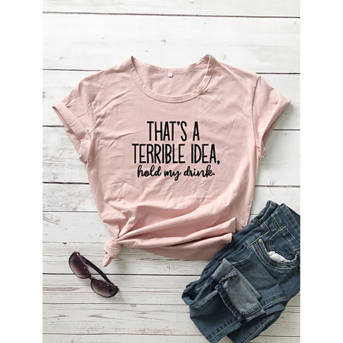 Women's T shirt Text Letter Print Round Neck Tops 100% Cotton Basic Basic Top White Black Peach
Women's T shirt Text Letter Print Round Neck Tops 100% Cotton Basic Basic Top White Black Peach