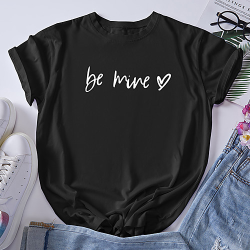 Women's T shirt Graphic Letter Print Round Neck Tops 100% Cotton Basic Basic Top Black Blue Red
Women's T shirt Graphic Letter Print Round Neck Tops 100% Cotton Basic Basic Top Black Blue Red
