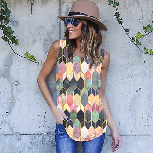 Women's Tank Top Vest T shirt Color Block Print Round Neck Basic Tops Blue Purple Red
Women's Tank Top Vest T shirt Color Block Print Round Neck Basic Tops Blue Purple Red