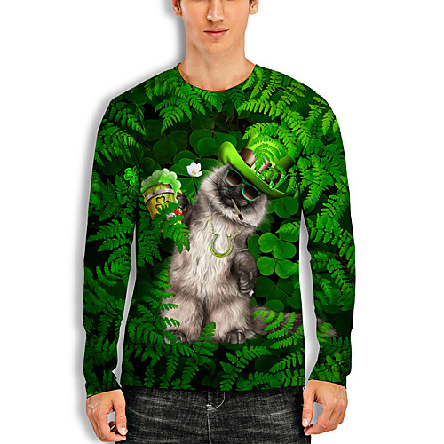Men's T shirt 3D Print 3D Saint Patrick Day Animal 3D Print Long Sleeve Daily Tops Casual Fashion Green
Men's T shirt 3D Print 3D Saint Patrick Day Animal 3D Print Long Sleeve Daily Tops Casual Fashion Green