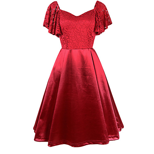 A-Line Elegant Vintage Party Wear Cocktail Party Dress V Neck Short Sleeve Knee Length Nylon Lace with Ruffles 2021
A-Line Elegant Vintage Party Wear Cocktail Party Dress V Neck Short Sleeve Knee Length Nylon Lace with Ruffles 2021