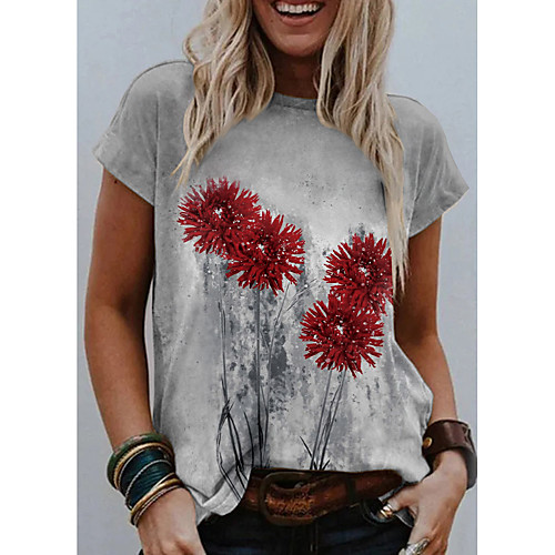 Women's Floral Theme T shirt Floral Graphic 3D Print Round Neck Basic Tops Gray
Women's Floral Theme T shirt Floral Graphic 3D Print Round Neck Basic Tops Gray