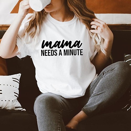 Women's T shirt Text Letter Print Round Neck Tops 100% Cotton Basic Basic Top White
Women's T shirt Text Letter Print Round Neck Tops 100% Cotton Basic Basic Top White