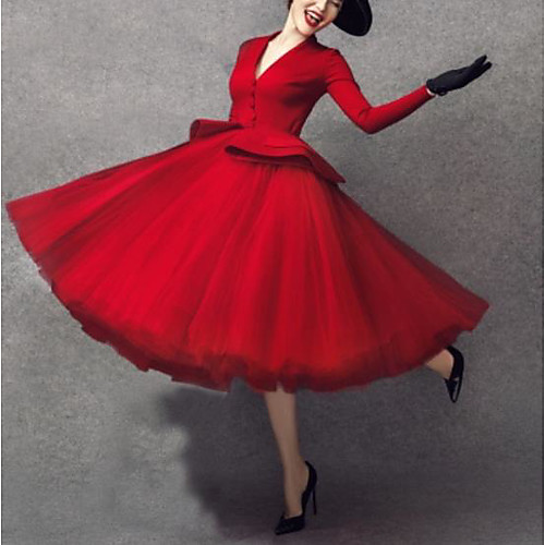 Ball Gown Elegant Vintage Quinceanera Cocktail Party Dress V Neck Long Sleeve Knee Length Tulle with Pleats 2021
Ball Gown Elegant Vintage Quinceanera Cocktail Party Dress V Neck Long Sleeve Knee Length Tulle with Pleats 2021