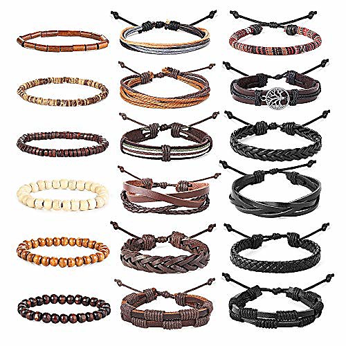 Braided Leather Bracelets for Men Women Woven Cuff Wrap Bracelet Wood Beads Ethnic Tribal Bracelets Adjustable
Braided Leather Bracelets for Men Women Woven Cuff Wrap Bracelet Wood Beads Ethnic Tribal Bracelets Adjustable