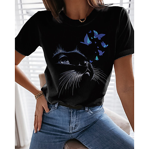 Women's Holiday Butterfly 3D Cat T shirt Cat Graphic Print Round Neck Basic Tops Black
Women's Holiday Butterfly 3D Cat T shirt Cat Graphic Print Round Neck Basic Tops Black