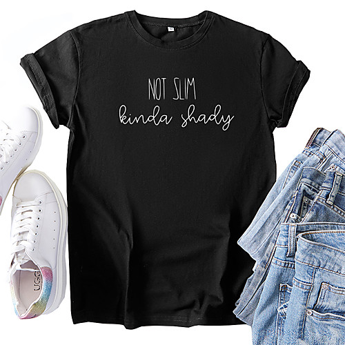 Women's T shirt Graphic Text Print Round Neck Tops 100% Cotton Basic Basic Top Black Blue Red
Women's T shirt Graphic Text Print Round Neck Tops 100% Cotton Basic Basic Top Black Blue Red