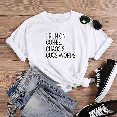 Women's T shirt Text Letter Print Round Neck Tops 100% Cotton Basic Basic Top White Peach Blushing Pink
Women's T shirt Text Letter Print Round Neck Tops 100% Cotton Basic Basic Top White Peach Blushing Pink