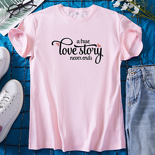 Women's T shirt Graphic Letter Print Round Neck Tops 100% Cotton Basic Basic Top White Blue Red
Women's T shirt Graphic Letter Print Round Neck Tops 100% Cotton Basic Basic Top White Blue Red