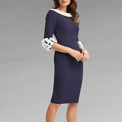 Sheath / Column Mother of the Bride Dress Elegant Cowl Neck Knee Length Stretch Fabric 3/4 Length Sleeve with Appliques 2021
Sheath / Column Mother of the Bride Dress Elegant Cowl Neck Knee Length Stretch Fabric 3/4 Length Sleeve with Appliques 2021