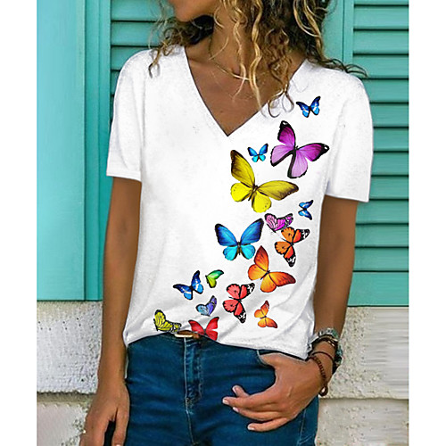 Women's Butterfly T shirt Graphic Butterfly Print V Neck Basic Tops White
Women's Butterfly T shirt Graphic Butterfly Print V Neck Basic Tops White