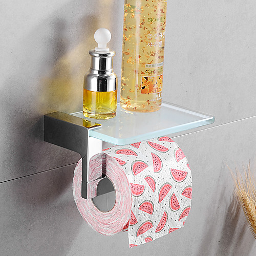 Toilet Paper Holder New Design Multifunction Brass and Tempered Glass Material Bathroom Storage Shelf Wall Mounted Silvery 1pc
Toilet Paper Holder New Design Multifunction Brass and Tempered Glass Material Bathroom Storage Shelf Wall Mounted Silvery 1pc