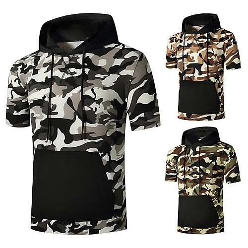 Men's T shirt Shirt non-printing Camo / Camouflage Plus Size Short Sleeve Daily Tops Hooded Black / White Army Green Coffee
Men's T shirt Shirt non-printing Camo / Camouflage Plus Size Short Sleeve Daily Tops Hooded Black / White Army Green Coffee
