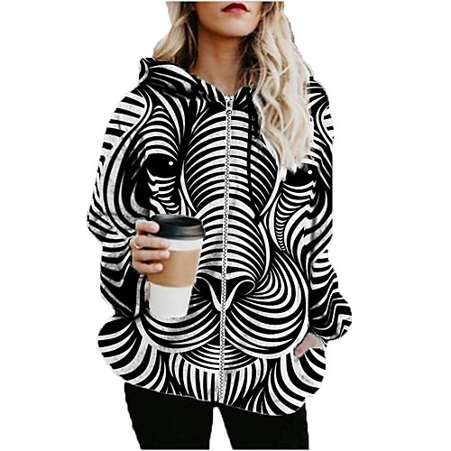 Women's Hoodied Jacket Sports Fall & Winter Regular Coat Loose Jacket Long Sleeve Print Print Black
Women's Hoodied Jacket Sports Fall & Winter Regular Coat Loose Jacket Long Sleeve Print Print Black