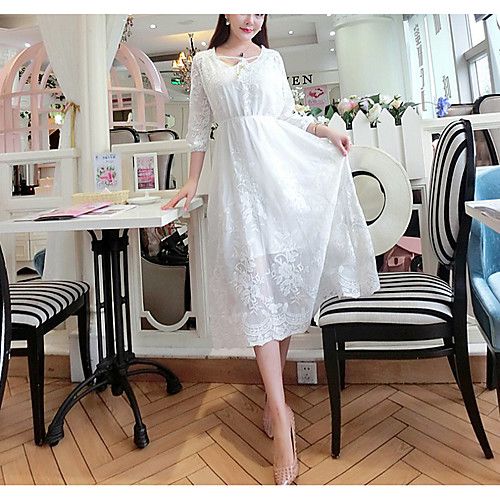 A-Line Maxi Floral Holiday Cocktail Party Dress V Neck 3/4 Length Sleeve Tea Length Lace Cotton with Embroidery 2021
A-Line Maxi Floral Holiday Cocktail Party Dress V Neck 3/4 Length Sleeve Tea Length Lace Cotton with Embroidery 2021