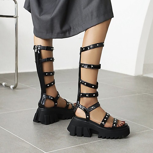 Women's Sandals Gladiator Sandals Roman Sandals Sporty Sandals Platform Round Toe PU Synthetics Black
Women's Sandals Gladiator Sandals Roman Sandals Sporty Sandals Platform Round Toe PU Synthetics Black
