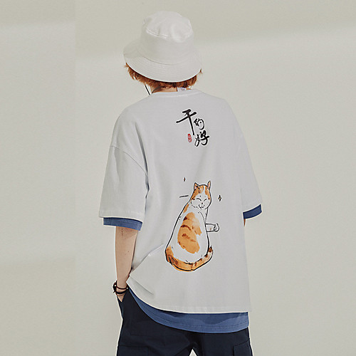 Men's Unisex T shirt Shirt Hot Stamping Cat Graphic Prints Animal Plus Size Print Short Sleeve Casual Tops 100% Cotton Basic Casual Fashion Round Neck White Black / Summer
Men's Unisex T shirt Shirt Hot Stamping Cat Graphic Prints Animal Plus Size Print Short Sleeve Casual Tops 100% Cotton Basic Casual Fashion Round Neck White Black / Summer