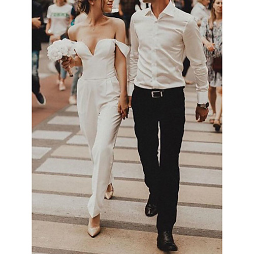 Jumpsuits Wedding Dresses Off Shoulder Ankle Length Stretch Fabric Short Sleeve Simple with 2021
Jumpsuits Wedding Dresses Off Shoulder Ankle Length Stretch Fabric Short Sleeve Simple with 2021