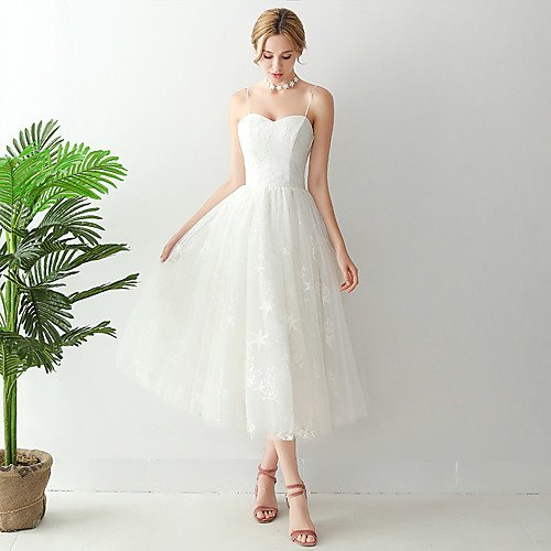 A-Line Wedding Dresses Spaghetti Strap Strapless Ankle Length Tulle Sleeveless Romantic Beach Little White Dress Elegant with Pleats 2021
A-Line Wedding Dresses Spaghetti Strap Strapless Ankle Length Tulle Sleeveless Romantic Beach Little White Dress Elegant with Pleats 2021