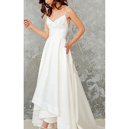 A-Line Wedding Dresses V Neck Spaghetti Strap Sweep / Brush Train Satin Stretch Fabric Sleeveless Simple Vintage Sexy 1950s with Pleats 2021
A-Line Wedding Dresses V Neck Spaghetti Strap Sweep / Brush Train Satin Stretch Fabric Sleeveless Simple Vintage Sexy 1950s with Pleats 2021