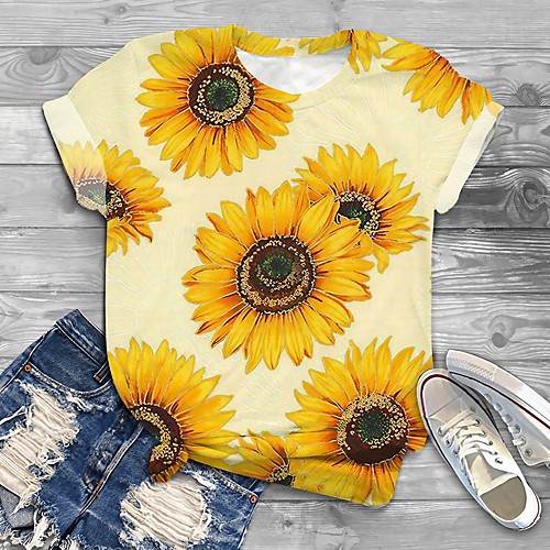 Women's Plus Size Tops T shirt Floral Graphic Sunflower Print Short Sleeve Round Neck Yellow Big Size XL XXL 3XL 4XL 5XL / Holiday
Women's Plus Size Tops T shirt Floral Graphic Sunflower Print Short Sleeve Round Neck Yellow Big Size XL XXL 3XL 4XL 5XL / Holiday