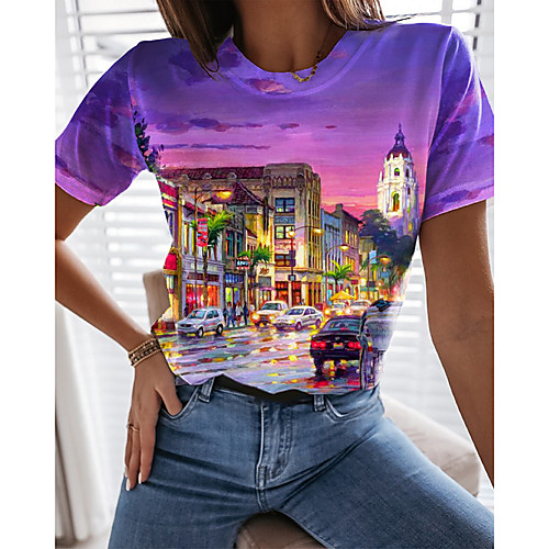 Women's Holiday Floral Theme Painting T shirt Graphic Scenery 3D Print Round Neck Basic Tops Purple
Women's Holiday Floral Theme Painting T shirt Graphic Scenery 3D Print Round Neck Basic Tops Purple