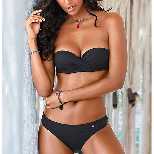 Women's Bikini 2 Piece Swimsuit Push Up Black Swimwear Bandeau Bathing Suits New Casual Sexy / Padded Bras / Beach
Women's Bikini 2 Piece Swimsuit Push Up Black Swimwear Bandeau Bathing Suits New Casual Sexy / Padded Bras / Beach