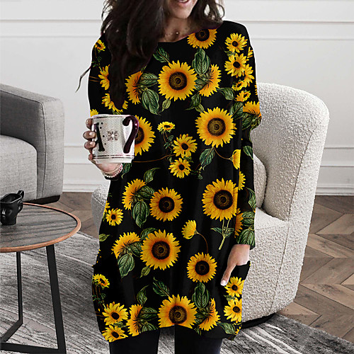 Women's Shift Dress Short Mini Dress Yellow Black Long Sleeve Floral Color Block Print Fall Spring Round Neck Casual Holiday 2021 S M L XL XXL 3XL
Women's Shift Dress Short Mini Dress Yellow Black Long Sleeve Floral Color Block Print Fall Spring Round Neck Casual Holiday 2021 S M L XL XXL 3XL