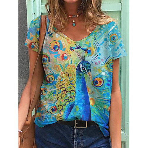 Women's T shirt Graphic Animal Print V Neck Tops Basic Basic Top White Blue Yellow
Women's T shirt Graphic Animal Print V Neck Tops Basic Basic Top White Blue Yellow